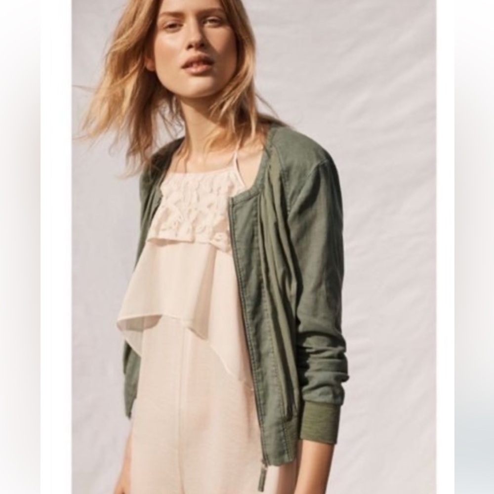 Hei Hei | Anthropologie Hilltop Rouched Bomber Jacket, Army Green Size M